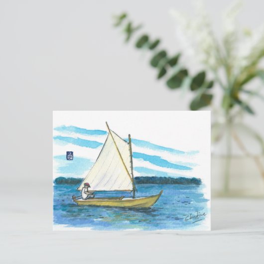 (048) Dinghy Small Boat Briefkaart (Staand voorkant)