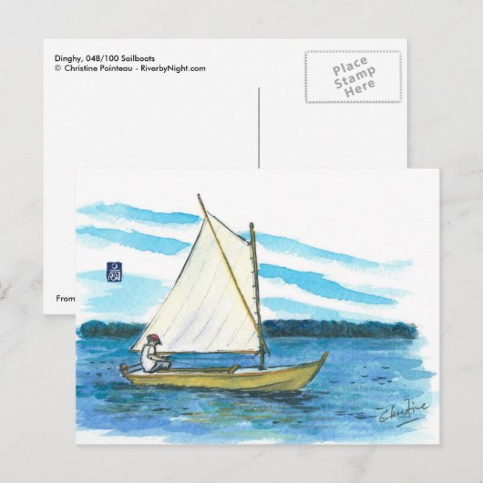 (048) Dinghy Small Boat Briefkaart (Voorkant / Achterkant)