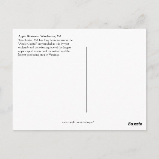 04 Apple Blossom Winchester VA Briefkaart (Achterkant)