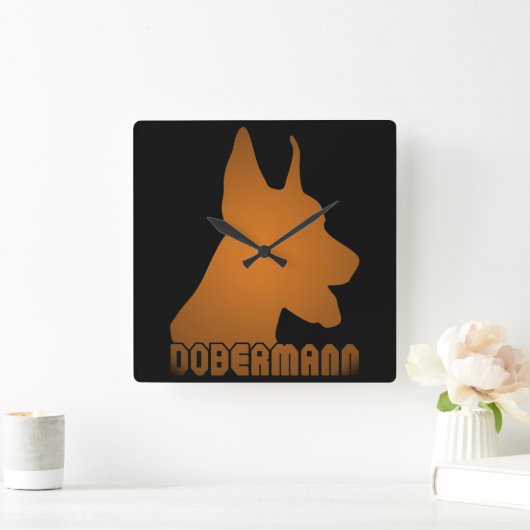 0513032011 Dobermann Vierkante Klok (Huis)