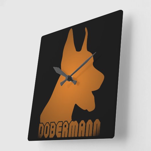 0513032011 Dobermann Vierkante Klok (Hoek)