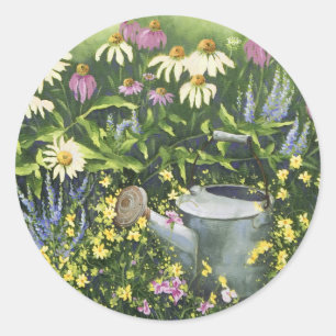 0530 Kloon-bloemen & waterlagen Ronde Sticker