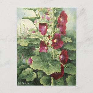0536 Bourgogne Hollyhocks-Briefkaart Briefkaart