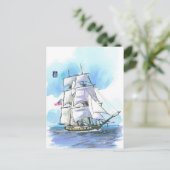 (053) US Brig Niagara Sailboot Briefkaart (Staand voorkant)