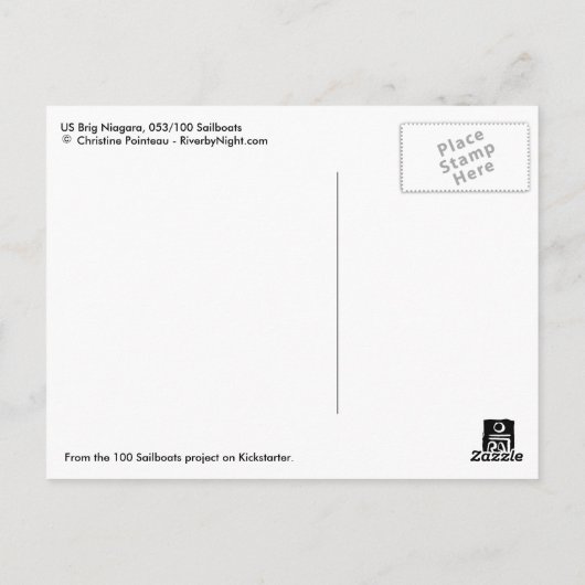 (053) US Brig Niagara Sailboot Briefkaart (Achterkant)