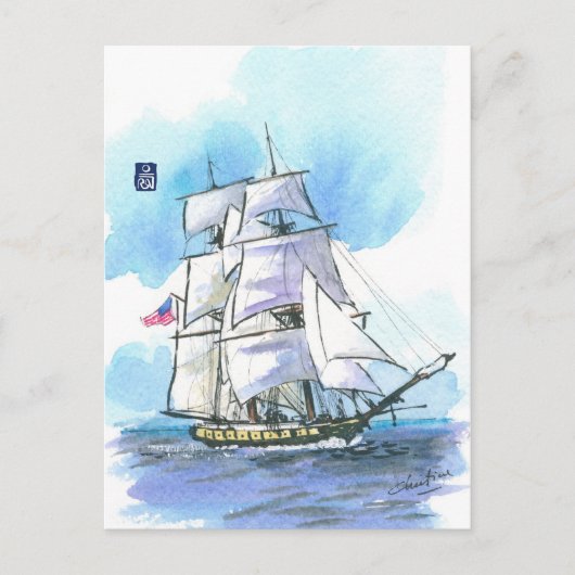 (053) US Brig Niagara Sailboot Briefkaart (Voorkant)