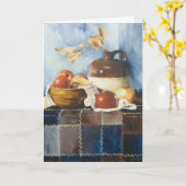 0541 Apple Crockery Still Life Birthday Card Kaart (Gele Bloem)