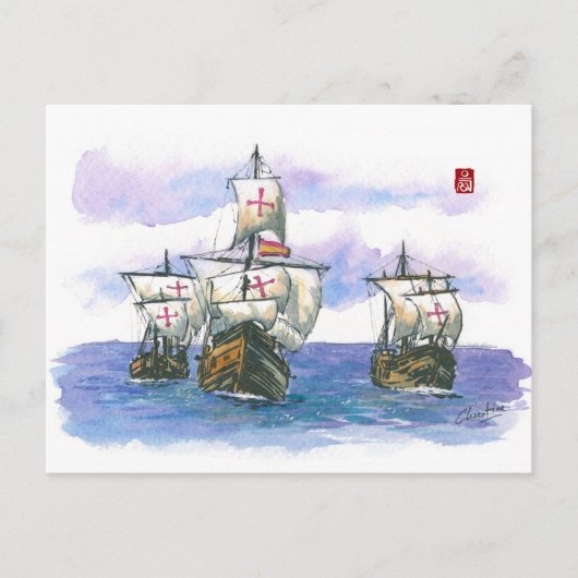(057) La Nina, La Pinta, Santa Maria Sailships Briefkaart (Voorkant)