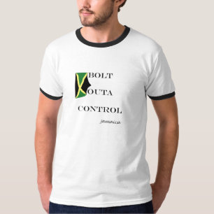 058 Jamaica T-shirt (ringer) "Bolt Outa control"