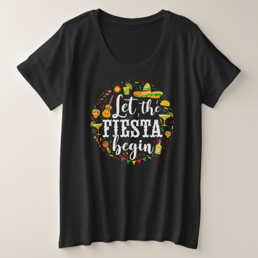 05.Cinco de Mayo Let the Fiesta Begin Margarita Co Grote Maat T-shirt (Design voorkant)