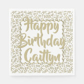 05 Verjaardag Nummer Patroon Scallops Goud/Wit Servet (Voorkant)