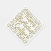 05 Verjaardag Nummer Patroon Scallops Goud/Wit Servet (Hoek)