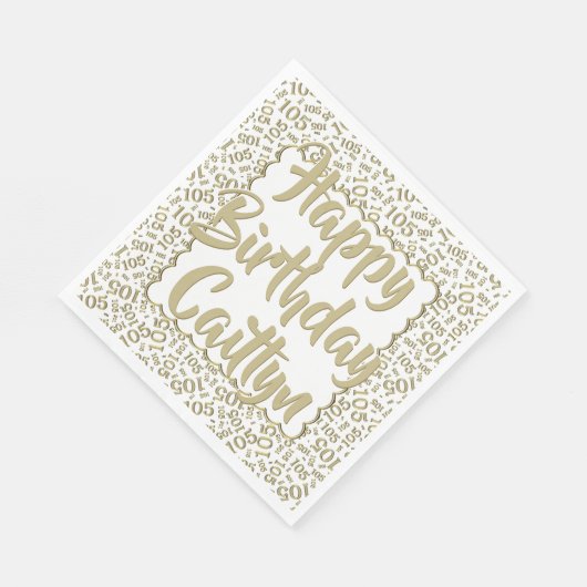 05 Verjaardag Nummer Patroon Scallops Goud/Wit Servet (Hoek)