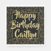 05 Verjaardag Nummer Patroon Scallops Goud/Zwart Servet (Voorkant)