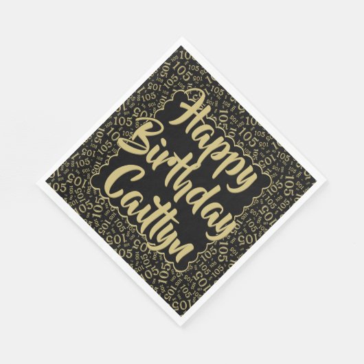05 Verjaardag Nummer Patroon Scallops Goud/Zwart Servet (Hoek)