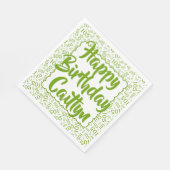 05 Verjaardag Nummer Patroon Scallops Groen/Wit Servet (Hoek)