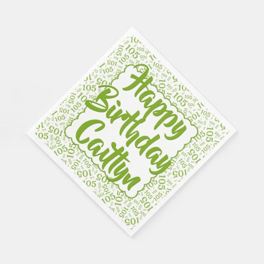 05 Verjaardag Nummer Patroon Scallops Groen/Wit Servet (Hoek)