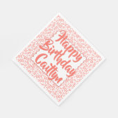 05 Verjaardag Nummer Patroon Scallops Koraal/Wit Servet (Hoek)