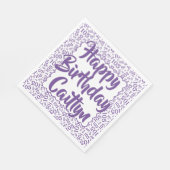 05 Verjaardag Nummer Patroon Scallops Paarse/Wit Servet (Hoek)