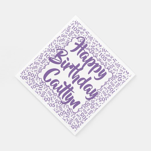 05 Verjaardag Nummer Patroon Scallops Paarse/Wit Servet (Hoek)
