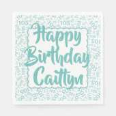 05 Verjaardagsnummer Patroon Scallops Blauwgroen/w Servet (Voorkant)