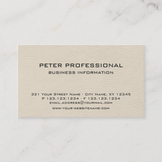 05 Visitekaartje van leer-leder van ivoor (Voorkant)