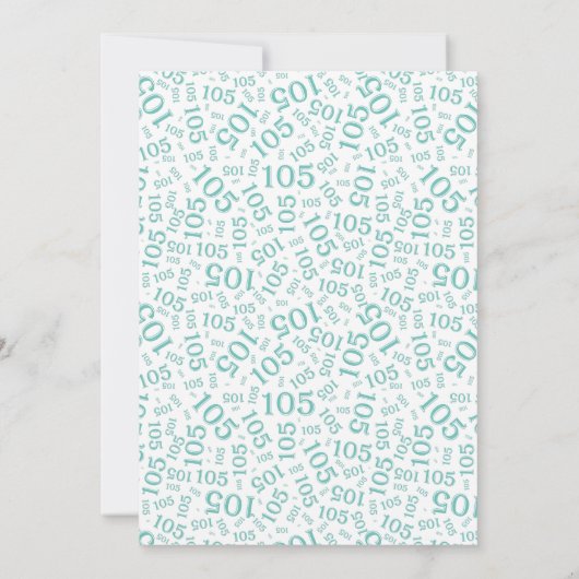 05e verjaardagsfeestje Blauwgroen/wit nummerpatroo Kaart (Achterkant)