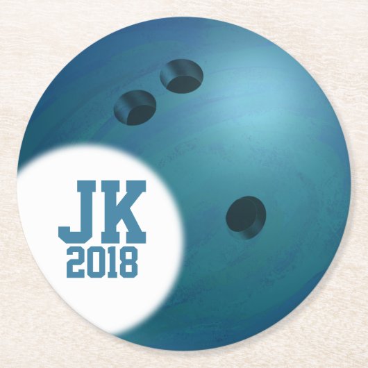 05of12 Wegwerp Bowling Ball Custom Party Ronde Kartonnen Onderzetter (Voorkant)