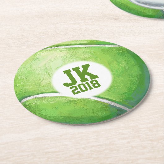 05of12 Wegwerp Tennisbal partij Ronde Kartonnen Onderzetter (Gebogen)