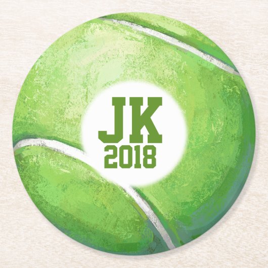 05of12 Wegwerp Tennisbal partij Ronde Kartonnen Onderzetter (Voorkant)