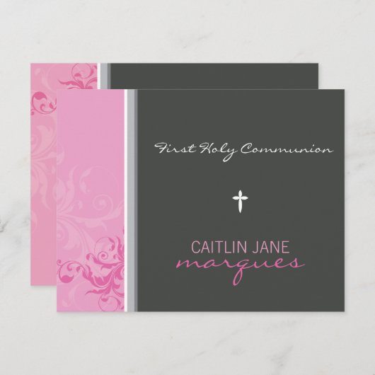 065 Rozemarijn:: EERSTE COMMUNIE UITNODIGING 2 (Voorkant / Achterkant)