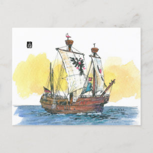 (066) Lisa von Lubeck Medieval Caravel Briefkaart