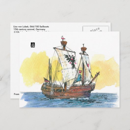 (066) Lisa von Lubeck Medieval Caravel Briefkaart (Voorkant / Achterkant)
