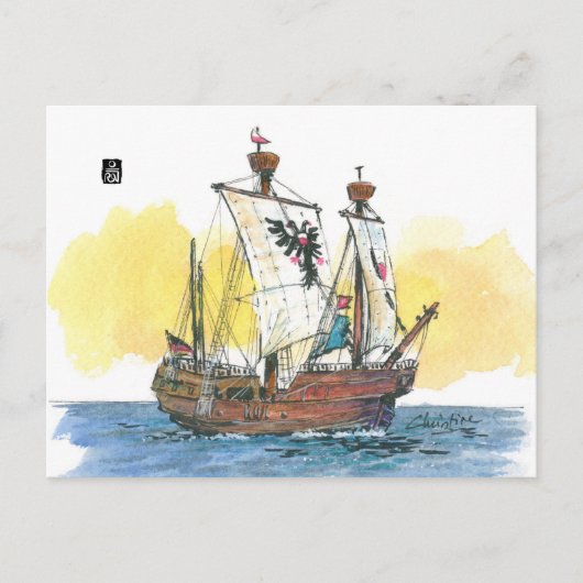 (066) Lisa von Lubeck Medieval Caravel Briefkaart (Voorkant)