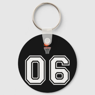 06 Nummer Basketbal Stijl Wit Premium Sleutelhanger