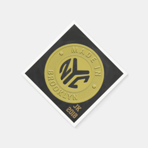 06 van 12 Brooklyn Token Thmed Napkins Servet