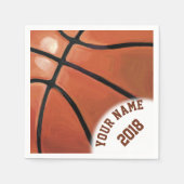 06of12 Zwart en rood Basketbal thema servetten (Voorkant)