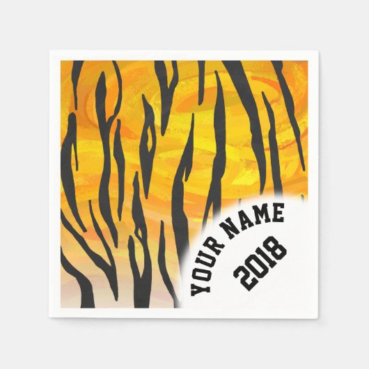 06of12 Zwarte en oranje tijger thema servetten (Voorkant)