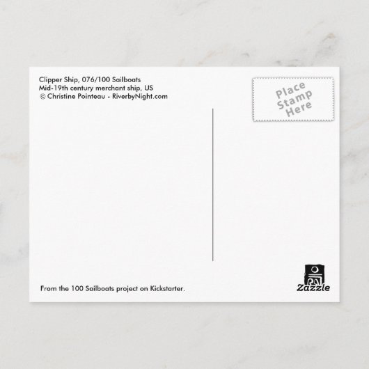 (076) Clipper Ship Briefkaart (Achterkant)