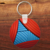 07 Blauwe en Rode Abstracte piramide Sleutelhanger (Voorkant)