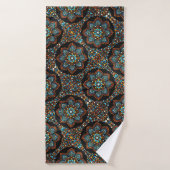 07 Bruin en Turquoise Mandala Bath Towel Badhanddoek (Badhanddoek)