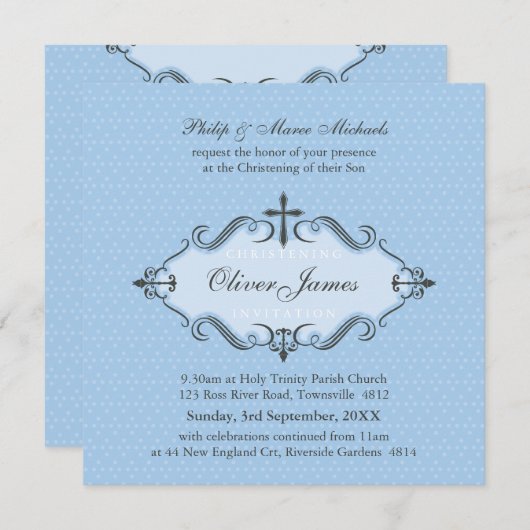 080 Sadia:: CHRISTENING UITNODIGT :: viva 7SQ Kaart (Voorkant / Achterkant)