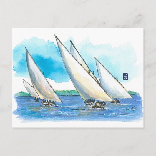 (081) Dhow Sailboat Races Briefkaart (Voorkant)