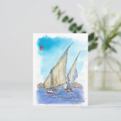 (083) Felucca Sailships Briefkaart (Staand voorkant)