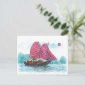 (085) Haylong Bay Junk Sailboot Briefkaart (Staand voorkant)
