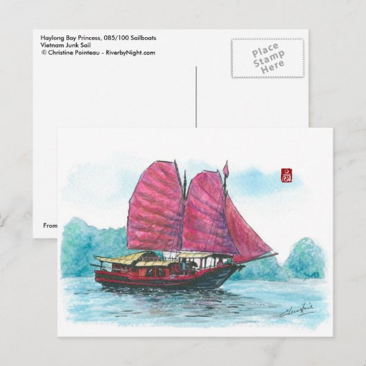 (085) Haylong Bay Junk Sailboot Briefkaart (Voorkant / Achterkant)