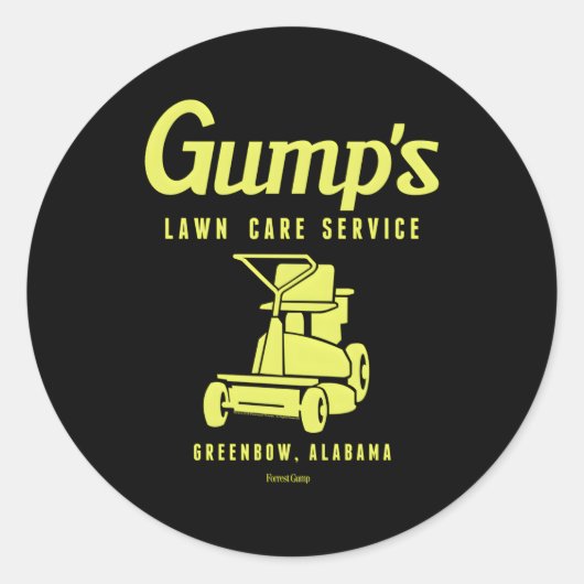 088371 Forrest Gump Lawn Care Service Ronde Sticker (Voorkant)