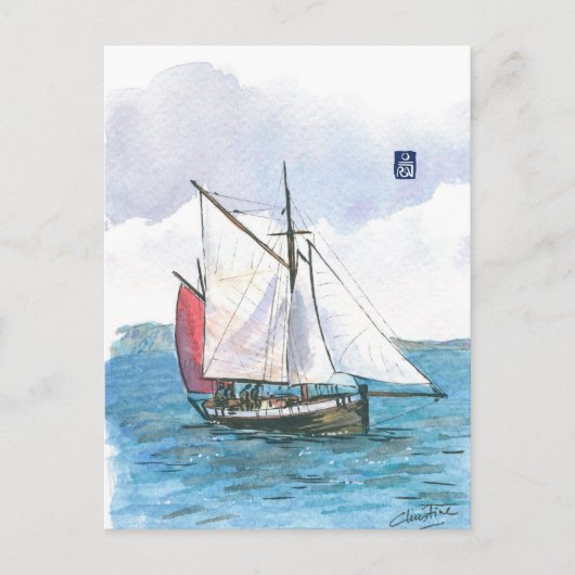 (093) Leenan Head Sailboot Briefkaart (Voorkant)