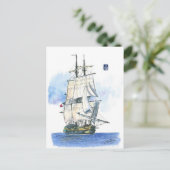(094) L'Hermione French Frigate Tall Ship Briefkaart (Staand voorkant)