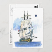 (094) L'Hermione French Frigate Tall Ship Briefkaart (Voorkant / Achterkant)